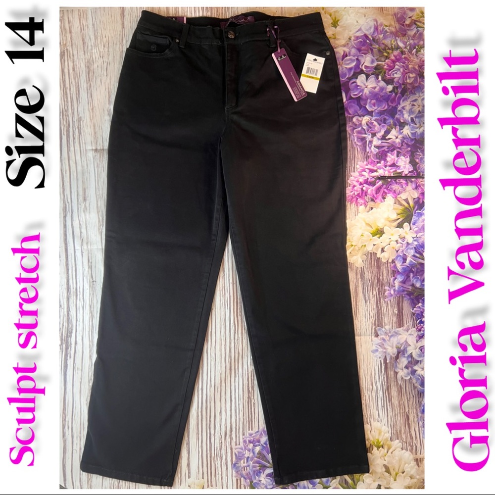 NEW GLORIA VANDERBILT AMANDA JEANS SIZE 14 color Black sculpt stretch